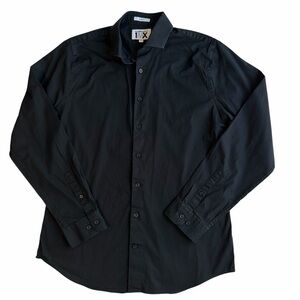 Express 1MX Slim Fit Black Dress Shirt (L)